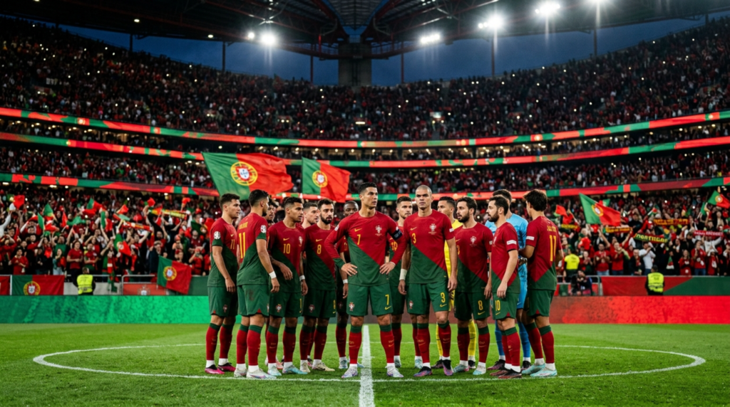 Portugal national football team players before an international match